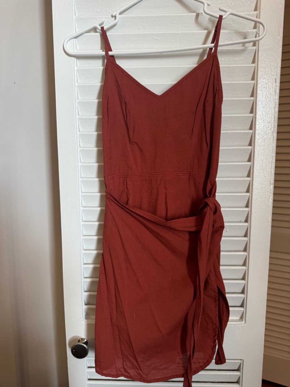 Abercrombie & Fitch Rust Red Tie-Waist Mini Slip Dress